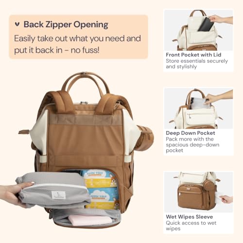 BabbleRoo Leather Diaper Bag Backpack