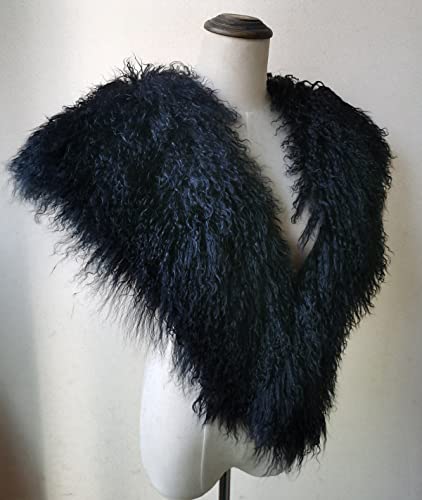 Women Curly Shawl Real Mongolian Lamb Hair Cape Scarf Wrap Fall Winter Wedding Party4