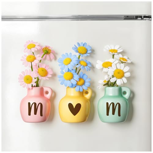 Mothers Day Mom Gifts, Mini Vase Fridge Magnets for Moms, Novelty Birthday Gifts for Mom from Daughter Son, Mother Mommy Present for Christmas