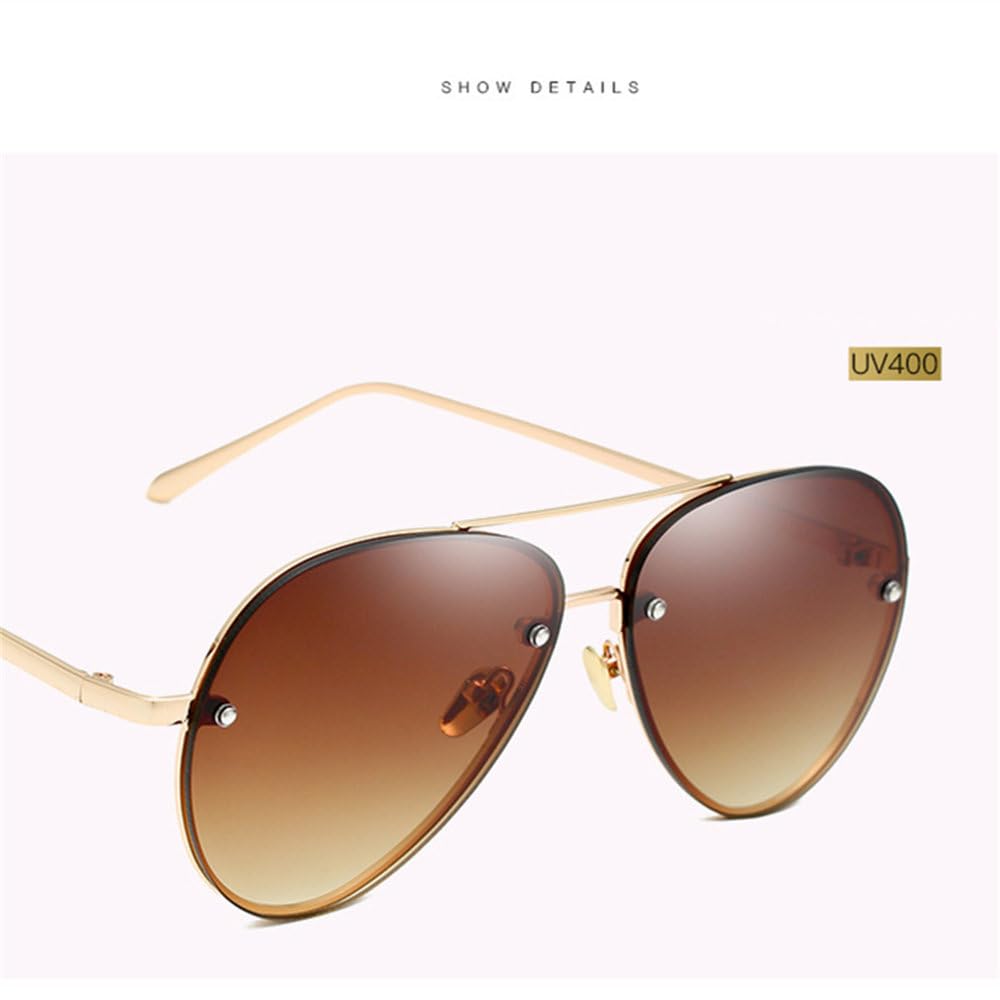 Gafas de sol sin montura para mujer Lentes con tinte amarillo Espejo Gafas rosas UV400