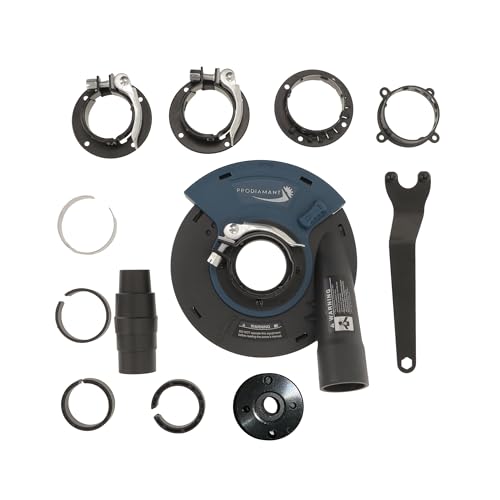 PRODIAMANT Absaughaube Profi Schleiftopf 125mm für Winkelschleifer | Gefederter Bürstenkranz | Direkte Adapter für Herstelleraufnahmen | Staubfreies Arbeiten mit Diamantschleifteller
