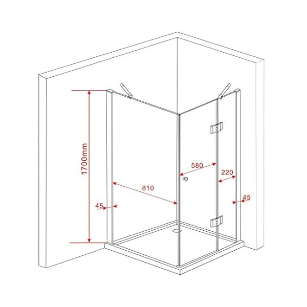 Eckeinstieg Duschkabine Dusche Stuttgart 90 x 90 x 170cm / 8 mm/ohne Duschtasse – Bild 7