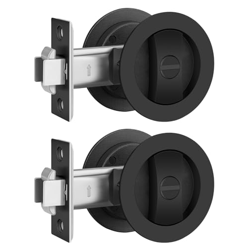EHOMEWARE 2 Pack Black Pocket Door Hardware, Privacy Pocket Door