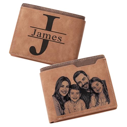 Product Image of the FACOY Personalized Photo Wallet for Men, Custom Engraved Name Wallet, Gift for Dad Father Grandpa, Father's Day Birthday Christmas