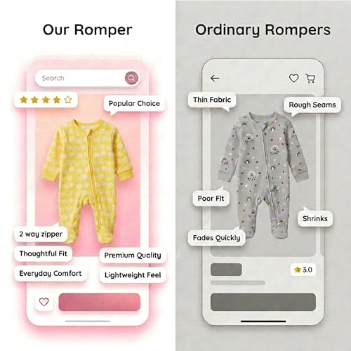 Image of The Mom Store Baby Zipper Romper For Boys And Girls | Cotton | Soft And Comfortable Infant Bodysuit | Trendy Stylish Sleepsuit Nightsuit For Newborn Baby | Printed | Unisex Sleep Wear
