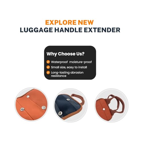 Image of Luggage Handle Extender - 7.5-Inch Soft Grip Extension Strap, Secure Travel Handle Attachment for Carry-On & Suitcase, Durable Nylon Grip for Comfortable Lifting (Burnt Orange & Coffee Brown)