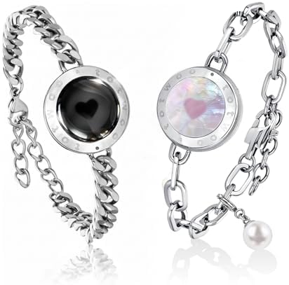TOTWOO Soulmate Long Distance Touch Bracelet for Couples, Vibration & Light up for Love Couples Bracelets | Long Distance Unique Relationship Gifts for Girlfriend Bluetooth Pairing Jewelry, One Size
