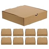 GRADENEVE 10 Cajas de Pizza de Cartón Kraft 16X16X4 CM Cajas para Envolver Pizza Pequeñas Resistentes para Comida para Llevar y Fiestas Envases Desechables Individuales