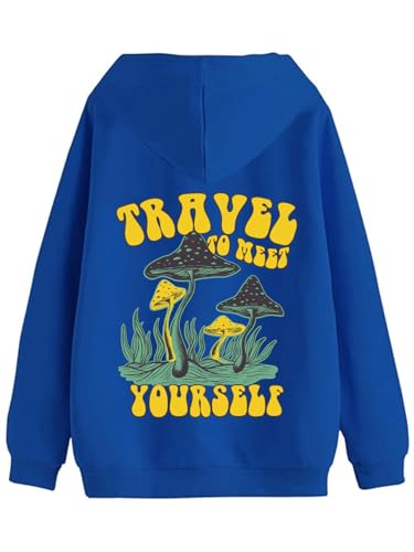 Image of Veirdo Cotton Fleece Regular Fit Hooded Sweatshirt Lastest Back Graphic Printed Winter Hoodies for Men (Available Colors: Marine Green, Marshmellow, Black, SOYA Bean, Orange & Blue)