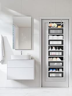 JARLINK 2 Pack Over The Door Organizer Storage, 5 Shelf Hanging Door Organizer with 5 Large Capacity Pockets, Anti Tilt 44 lb Load Behind Door Storage for Bedroom, Bathroom, Pantry, Nursery, (Black)