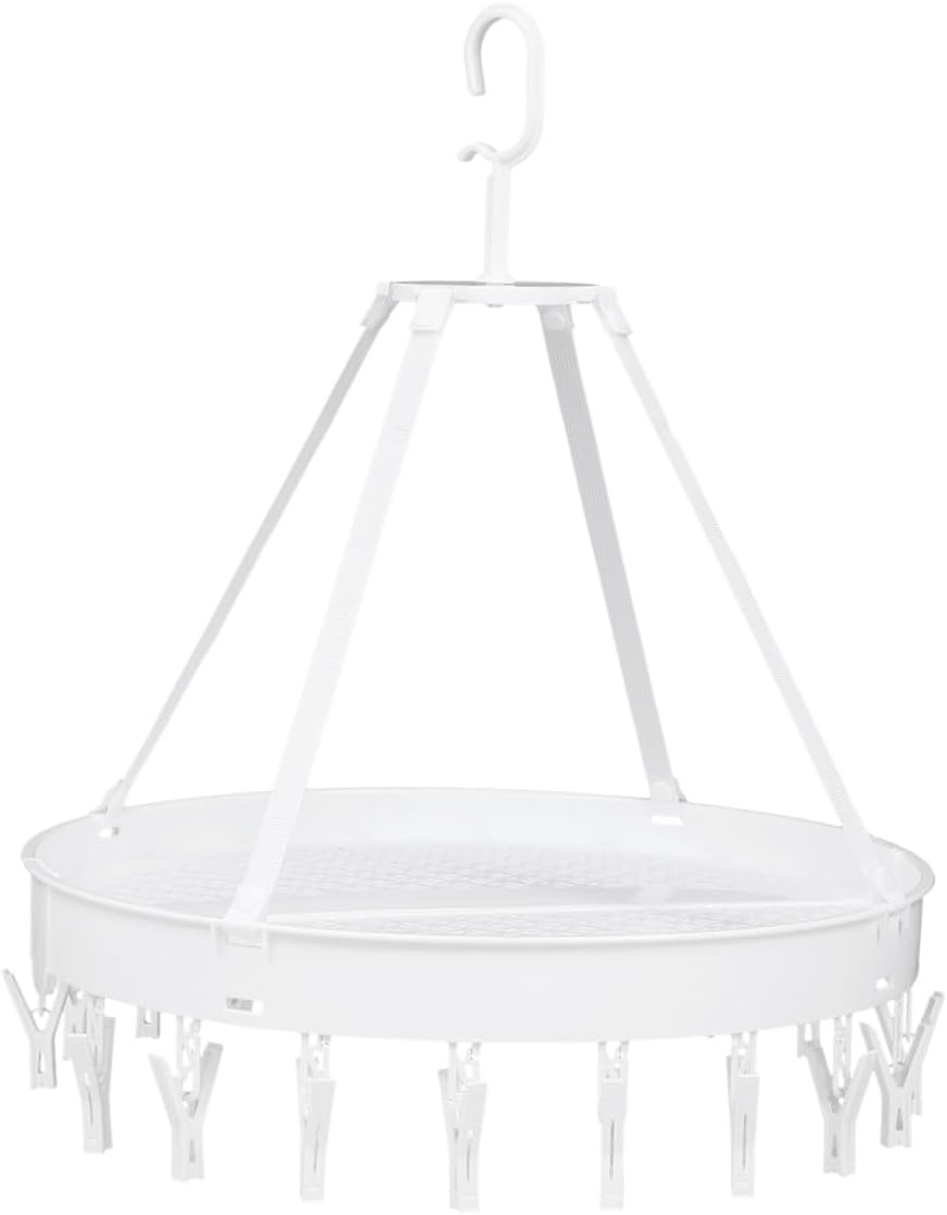 Tofficu Multipurpose Foldable Clothes Drying Hanger Rack White Single Layer Socks Underwear Towels Drying Holder for Indoor Balcony Use