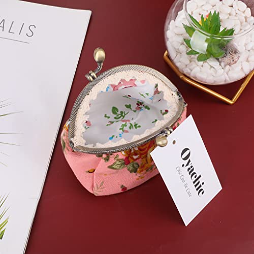 Oyachic Printed Coin Purse Vintage Pouch Buckle Clutch Bags Kiss-Lock Change Purse Floral Clasp Closure Wallets For Women #TOP4