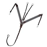 Exion 3-Point English Breastplate for Horses with Running Martingale – Grey Elastic Leather Horse Breast Plate Horse Tack for Jumping, Schooling– Black, Havana, Oak Brown – Pony, Cob, Full, Warmblood
