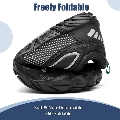 SAGUARO Womens Barefoot Shoes Minimalist Trail Running Sneakers Wide Toe Box Zero Drop Outdoor Cross Training Shoe Size 8.5 Dark Black