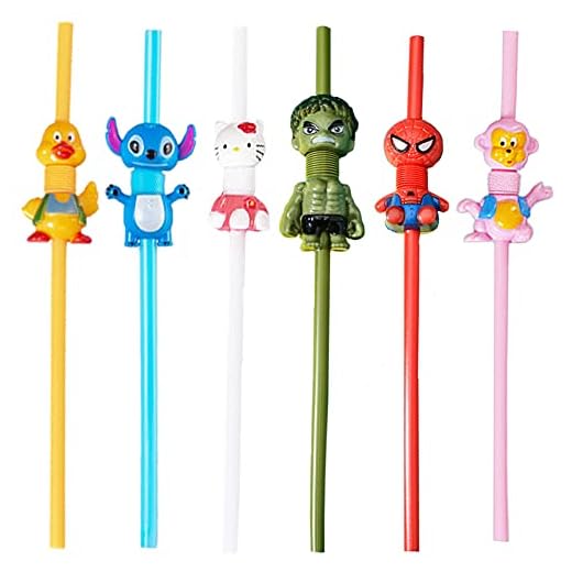FANDE 6 Piezas Pajitas Reutilizables, para Bebidas Frías Juice Coffee Cóctel para Adultos y Niño, para Regalo de Fiesta de Cumpleaños para Niños, Multicolores