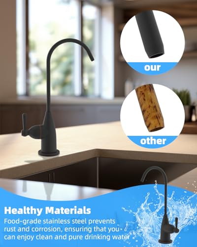 Image of Hibbent Drinking Water Faucet for Bar and Kitchen Sink, Stainless Steel Reverse Osmosis RO Faucet for Under-Sink Filtration System, Oil-Rubbed Bronze Finish