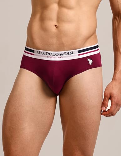 Image of U.S. Polo ASSN. Men's I006 Elasticized Waist Pure Cotton Underwear Briefs - Pack of 5