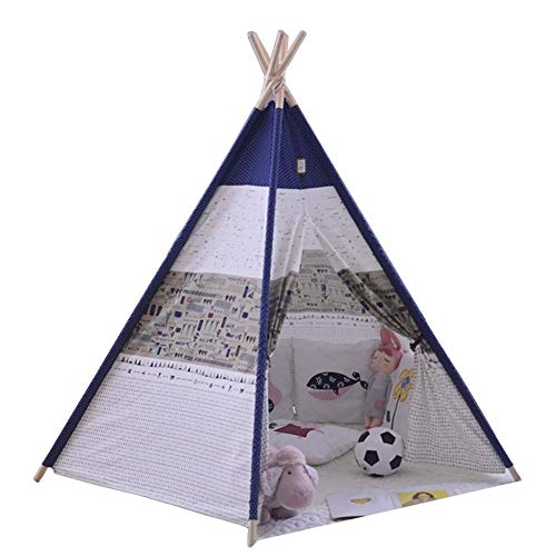 Tienda de juego Tiendas de campaña plegable algodón Tipi lienzo Puntales de disparo Fotografía Jugar Carpa plegable del juego de la tienda de decoración de interior infantil for chicos, chicas Bebés T