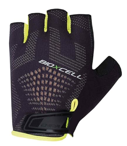 Chiba Unisex BioXCell Super Fly Gloves, Black/Neon Yellow, XL