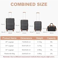 KONO Hartschalekoffer Set 4 Teilig TSA Schloss Ryanair Reisetasche 40x30x20 – Ansicht 6