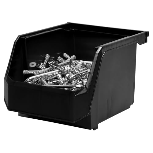 Image of ReadySpace Plastic Containers for Organizing and Storage Bins for Drawers, Desks, Office Organization, and Garage, Stackable Bins, Medium-Tall (7 inch x 11 inch x 8 inch), 4-Pack, Black