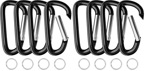 Image of sprookber 4 inch & 5 inch Extra Large Aluminum Carabiner D Ring, Caribeener Clips, Spring Snap Hook for Keychain Clip, Set of 4