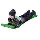 Kinder Schlitten Rutscher Poporutscher mit Griff, Roll Up Snowboard Mat, Snow Sled, PP Kunststoff Rutschteller Schneerutscher Rutscher Schneeschaufel Schneeteller für Erwachsene (Grün, 137X46cm)