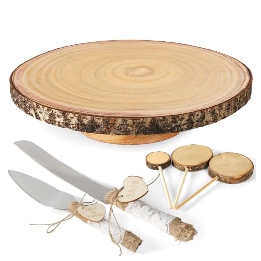 19+ Unique Fall Birthday Party Ideas for an Unforgettable Celebration 3 Wood Cake Stand- /w Wooden Slice Cake Topper and Cake Cutting Set, 12” Rustic Wedding Cake Stand, Wooden Cake Stand for Wedding Receptions or Any Special Events