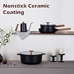 JEETEE Ceramic Cookware Sets 17 pcs, Healthy Pots and Pans Set Non Stick, Induction Kitchen Cooking Set with Removable Handles, Stackable Pots Pans, Oven Safe, PFOA/PFOS Free, Black