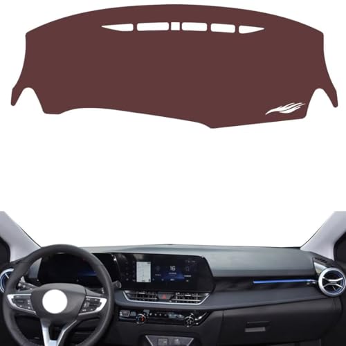 Anti-Slip Sun-Proof Dashboard Cover Compatible with Chevy Monza 2023-2024, Premium Leather (Brown)