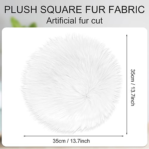 Sibba Round Faux Fur Area Rug, 35 cm/13.7 Inches Faux Sheepskin Fur Area Rug, Washable Fluffy Plush Area Rug, Chair Desk Sofa Cover Carpet for Home Bedrooms Living Room Aesthetic Decor(White)