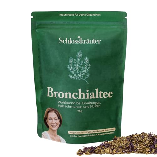 Schlosskräuter Té bronquial con tomillo, malva y plátano, té natural para la tos y expectorante para dolores de garganta, bronquitis y resfriados | Ingredientes 100% naturales
