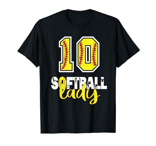 10th Birthday Softball Lady Girl 10 Años Amante del Softbol Camiseta