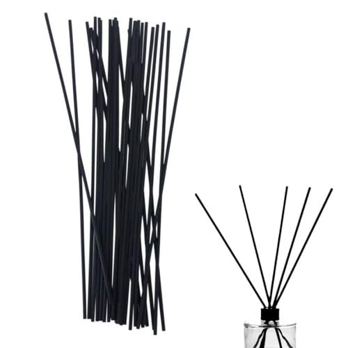 BCHKO 20 Bastoncini di Rattan per Profumatore Ambiente, Diffusore Aromatico in Fibra di Rattan per Oli Essenziali, Ideali per Casa, Ufficio, Hotel e Spa (30 cm x 4 mm) (Nero)