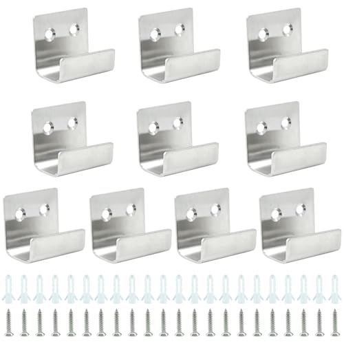 Image of Bivethoi 10 Pcs Stainless Steel Wall Mount Hanger, Heavy Duty Tile Hanger for Mirrors, Picture Frame, Ceramic Wall Display (Large Size, Silver)