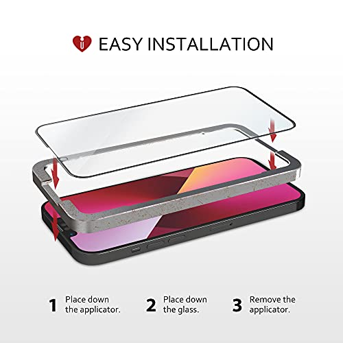 Icarez Tempered Glass Screen Protector For Iphone 14 Plus Iphone 13 Pro Max 6.7-Inches 2021 [2-Pack] Case Friendly Full Coverage Tray Installation Black Frame #TOP3