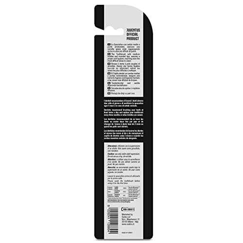 Naturaverde | Kids - Football Team - Spazzolino con Setole Medie per Bambini, Spazzolino da Denti Divertente per Bimbi, Spazzolino Juventus Bianco E Nero - Immagine 1