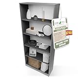 CDF Librería Estantería Abierta con Niveles Mueble para Oficina Sala de Estar Habitacion y Estudio Juvenil Comedor Dormitorio Estrecha Libros Documentos Decoración Moderna Vertical -Antracita 80 cm
