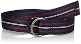 Original Penguin Men's Multi-Stripe Double D-Ring Web Belt, Dark Sapphire, Large