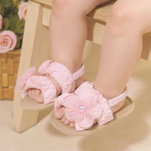 Image of Meckior Infant Baby Girls Boys Summer Sandals Open Toe Lace Princess Dress Wedding Flats Shoes Newborn Toddler Soft Non-slip Sole First Walker Crib Shoes
