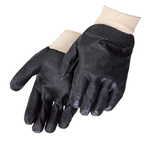 Liberty Glove & Safety 2133 PVC Coated-Supported Glove with Semi-Rough Finish 12" Gauntlet, Chemical Resistant, Black (Pack of 12)