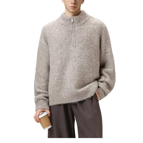 Pull chaud homme col montant décontracté et confortable en maille bouclée