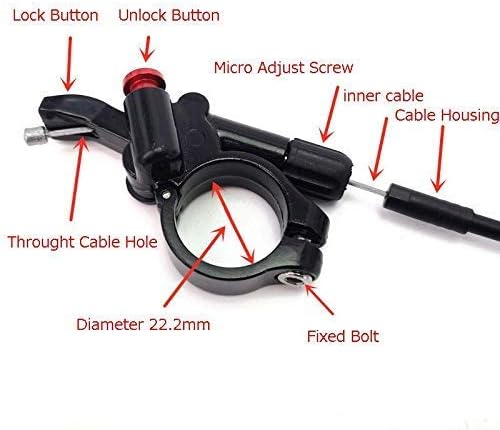 YNK Bicycle Remote Lockout Lever with Inner Cable & Housing End Caps Aluminum Alloy for Mountain Bike MTB Road Bike (A) - Image 5