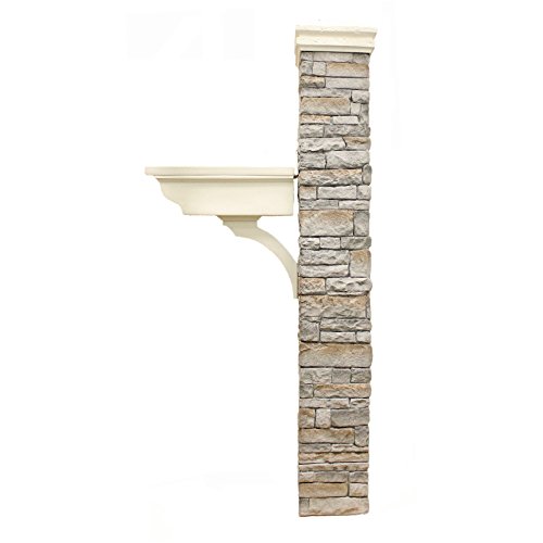 image for Eye Level Gray Cast Stone Mailbox Post with Curved Cap and Newspaper H