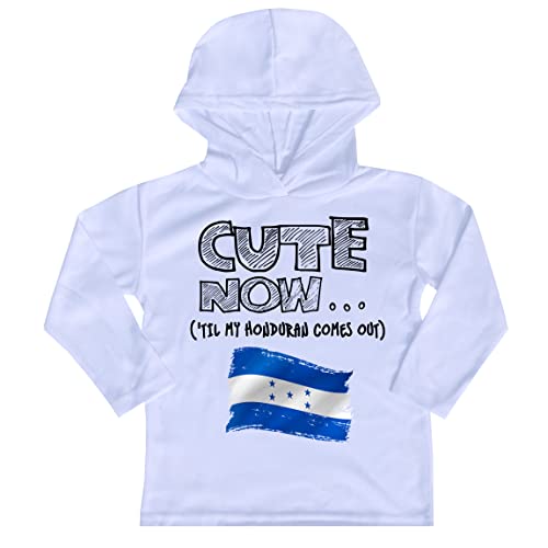 Honduras Long Sleeve Hooded Toddler Youth T-shirt 'Til My Honduran Comes Out Kids Shirt Top White 2T-8T