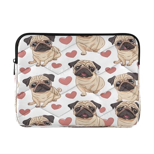 Funda impermeable para laptop de 13-14 pulgadas con diseño de pug