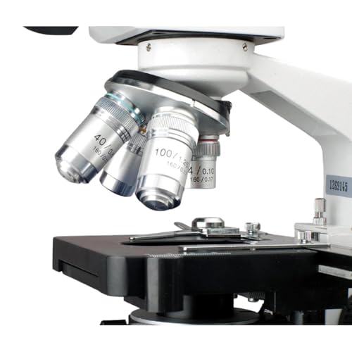Image of AmScope B120C-WM Siedentopf Binocular Compound Microscope, 40X-2500X Magnification, Brightfield, LED Illumination, Abbe Condenser, Double-Layer Mechanical Stage, Includes Book