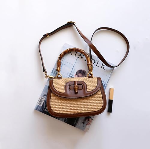 Bolso Tote pequeño para mujer con asa de bambú miniatura 3