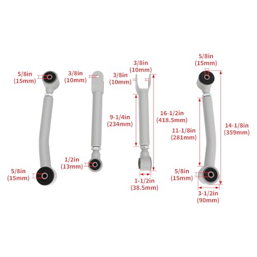 KUAFU 0-8" Lift Adjustable Control Arm Compatible with 1986-2001 Jeep Cherokee XJ 1985-1992 Jeep Comanche MJ 1993-1998 Grand Cherokee ZJ 1997-2006 Wrangler LJ/TJ Powder Coated - Gray by KUAFU - Image 2