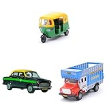 CNG Pull Back Auto Rickshaw Ambassador Taxi/VIP Pull Back Car Centy Public Truck - (Color May Vary)